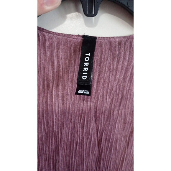 Women's Torrid Light Weight Woven Rauna Rose Taupe Kimono, One Size (Plus) - Picture 11 of 12